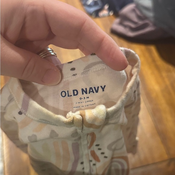 Old Navy Cream and Orange Footies One Piece - Picture 2 of 3